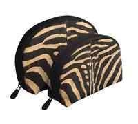 Fausse Peau de zèbre, Trousse de Maquillage Coquille Femme Petit Porte-Monnaie Trousse de Toilette Trousse à cosmétiques 2 pièces