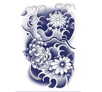 Fausse saut de corps de 15 jours - Sticker de corps imperméable de motif de fleurs réaliste, autocollants de corps de conception de fleurs temporaires | Autocollants d'art du corps de vacances pour le