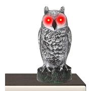 Fausse Statue de Hibou - Mouvement - Chouette épouvantable activée aux Yeux Rouges et au Son Effrayant, à Un appât à Cornes Anti-Frappe, la Statue de la Chouette Fait Peur aux Oiseaux pour Le Jardin