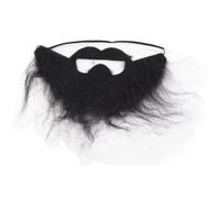 Fausses barbes noires longues moustaches - Costume amusant - Faux poils du visage pour Halloween, fêtes de Noël - Taille libre - Matériau en flanelle - Bandes élastiques incluses
