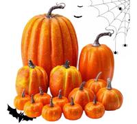 Fausses citrouilles | 14 Pièces En Mousse Centres De Table Récolte | Décor de citrouilles de table d'automne et d'Halloween | pour Halloween, Thanksgiving, Extérieur, Porche, Fête à la Ferme