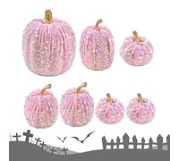 Fausses Citrouilles 7 pièces Décoration de table automne Halloween | Déco Bureau Citrouilles Pailletées Pour Automne Halloween Thanksgiving Fête Maison Appartement Cheminée Table Salle À Rose
