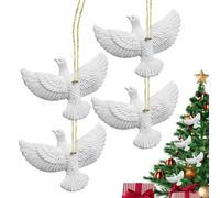 Fausses Colombes - 4Pcs Colombes En Résine Blanche | Décorations D'arbre De Noël | 9x6cm Paix Amour , Ornements D'oiseaux Suspendus Pour La Fête De Vacances À La Maison Ajouts Précieux À Vos Tradi