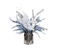 Fausses fleurs avec vase Ensemble d'art Floral de Simulation bleue haute qualité, décoration maison, salon, Restaurant, hôtel, chambre modèle, fleurs artificielles, ornements Fleurs artificielles