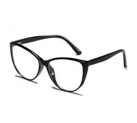Fausses lunettes rétro œil de chat pour femmes, surdimensionnées, tendance, monture ovale noire, lentille transparente, années 90