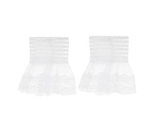 Fausses Menottes en Dentelle 1 Paire Chiffon Blanc Ambiance Halloween | Poignets Amovibles Décoratifs, pour Robe et Manche de Blouse, Cosplay et Fêtes Costumées, Style Élégant