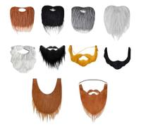 Fausses Moustaches 10 Pièces, Fausse Barbe De Fête,Barbe De Père Noël Accessoires De Cosplay Pour Masque De Mascarade Halloween Fournitures De Noël