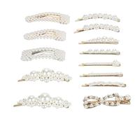Fausses Pinces à Cheveux en Perles, Grandes épingles à Cheveux avec Accessoires de Découpe Géométrique élégants pour Le Mariage de Fête Quotidiennement, Compact et Portable pour