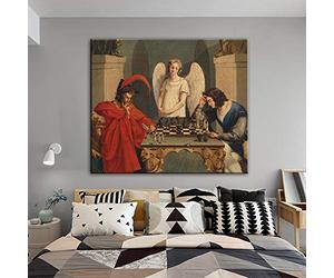 Faust et Mephisto jouant aux échecs Art mural peintures sur toile Reproductions célèbres impressions d'art sur toile photo murale, pour salon Pas de cadre (Size : (15.7x19.7inch)40x50cm)