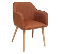 Atmosphera - Fauteuil Visoca Ambre, tissu texturé, pieds en bois L 60 x P 57 cm