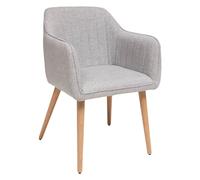 Atmosphera – Fauteuil Visoca – Gris, L 60 × P 57 × H 84 cm, Pieds en bois, Tissu texturé