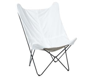 Fauteui Design Papillon avec Pieds en Épingle en Métal et Velours Blanc Nybro