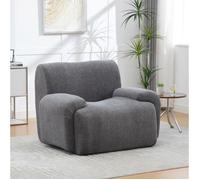 Fauteuil 1 place avec repose-pieds AESVAR en chenille grise, sans montage, compressé sous vide