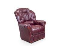 Fauteuil 100% cuir de buffle bordeaux DAPHNE