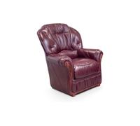 Fauteuil 100% cuir de buffle bordeaux DAPHNE
