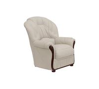 Fauteuil 100% cuir de buffle ivoire DAPHNE