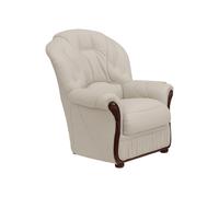Fauteuil 100% cuir de buffle ivoire DAPHNE