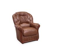 Fauteuil 100% cuir de buffle marron DAPHNE