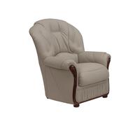 Fauteuil 100% cuir de buffle taupe DAPHNE