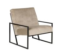 Fauteuil à Accoudoirs Droits en Métal Revêtement en Velours Taupe et Structure e