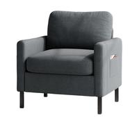 Fauteuil à Ailes GRAVFORCE, Petit, Confortable et Moderne, Fauteuil Relax en Bois, Pour Salon, Chambre, Fauteuil TV, Charge Maximale 136 kg, Tissu, Gris Foncé