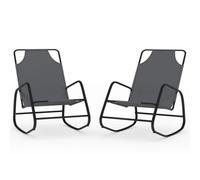 Fauteuil à Bascule 2 pièces Gris Acier Textilène | Maillet textilène respirant, cadre acier robuste, mouvement berçant doux, entretien facile, usage extérieur