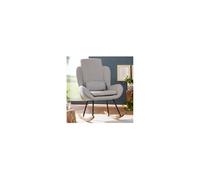 Fauteuil à bascule 75x88,5x110 cm en tissu gris clair