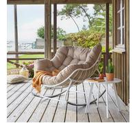 Fauteuil à bascule acier traité époxy PAOPAO beige et blanc - Hespéride