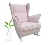 Fauteuil à Bascule Allaitement, Chaise à Bascule, Chaise Berçante, Patins en Bois, Fauteuil à Bascule pour Chambre, Salon ou Chambre de bébé Velours,