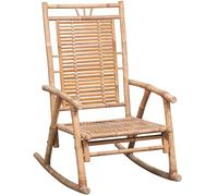 Fauteuil à bascule avec coussin en bambou, parfait pour le jardin, la terrasse et le balcon, respectueux de l'environnement et durable, détente pure pour tout espace extérieur