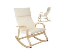 Fauteuil à bascule Avec des accoudoirs, cadre en bois de bouleau beige