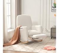 Fauteuil à bascule avec repose-pieds, fauteuil relax avec dossier haut, tissu Teddy, 67x96-127x96 cm, Blanc