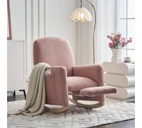 Fauteuil à bascule avec repose-pieds, fauteuil relax avec dossier haut, tissu Teddy, 67x96-127x96 cm, Rose