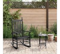 Fauteuil à bascule avec table pliante noire en bois massif de peuplier - Fauteuil de relaxation ergonomique avec larges accoudoirs et lattes en bois - Idéal pour se détendre, lire, allaiter dans le