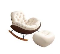 Fauteuil a Bascule Base en Tissu Simili Cuir + Coussin D'assise en Velours, Corps de Chaise Élargi, Design Ergonomique, Ffauteuil a Bascule avec Repose Pied, pour Chambre, Salon(Brown Base)