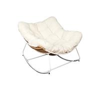 MERIDA - Fauteuil à Bascule Blanc avec Assise Capitonnée et Bouclettes - Altobuy Blanc