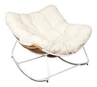 MERIDA - Fauteuil à Bascule Blanc avec Assise Capitonnée et Bouclettes - Altobuy Blanc