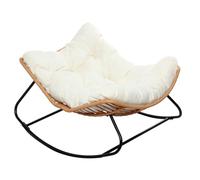 Concept Usine - Fauteuil à bascule en résine tressée CANGGU Naturel - coussins beige, acier époxy