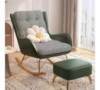 Fauteuil à bascule confortable avec coussin rehaussé en peluche ottomane capitonnée en tissu technologique élégant vert fauteuil pour salon Taille unique