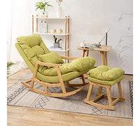 Fauteuil à bascule confortable en patchwork avec accoudoirs et repose-pieds pour salon, chambre à coucher, bureau, chambre d'enfant