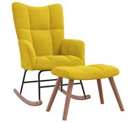 Fauteuil a bascule d allaitement rembourre relax pour salon avec repose pied en velours jaune moutarde DEC028815