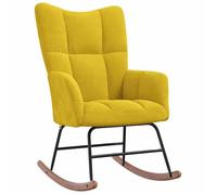 Fauteuil a bascule d allaitement rembourre relax pour salon en velours jaune moutarde DEC029014
