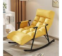 Fauteuil à Bascule D’intérieur Adulte Fauteuil Inclinable Moderne Chambre à Coucher Chaises De Salon Fauteuil Dossier Canapé Simple Réglable pour La Lecture Salon B, Yellow, Size