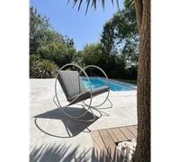 DCB Garden – Fauteuil à bascule de jardin – en inox et toile plastifiée – Gris anthracite