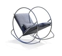 Fauteuil à bascule de jardin en inox et toile plastifiéee