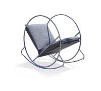 Fauteuil à bascule de jardin en inox et toile plastifiéee