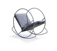 DCB Garden – Fauteuil à bascule de jardin – en inox et toile plastifiée – Gris anthracite