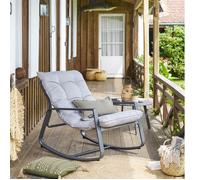 Hespéride - Fauteuil à Bascule Felinio Gris, 73 x 79,5 x 104 cm, Acier Anti Rouille, Résistant UV - pour Jardin, Terrasse, Rocking Chair