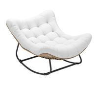 Fauteuil de jardin à bascule - fauteuil à oreilles - chaise à bascule - épais coussin capitonné crème Blanc G