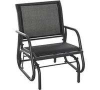 Outsunny Rocking Chair Jardin Design Ergonomique Accoudoirs Textilène Noir | Aosom France